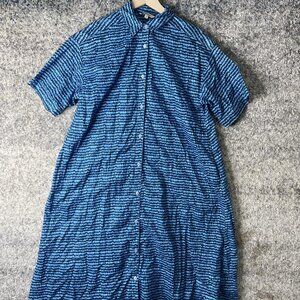 Tucker Dress Womens Small Blue Button Front‎ Collared Short Sleeve Cotton Midi